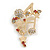 Musical Notes and Stars Crystal Brooch in Gold Tone - 50mm Tall - view 2
