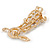 Multicoloured Crystal and White Faux Pearl Bead Musical Notes Brooch in Gold Tone - 50mm L - view 4