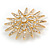 Clear Crystal Star Brooch In Gold Tone - 45mm Diameter - view 3