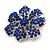 Sapphire Blue Crystal Corsage Flower Brooch in Rhodium Plating - 50mm Diameter - view 2