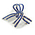 Double Bow Sapphire Blue Crystal Brooch In Rhodium Plating - 50mm W - view 3