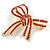 Double Bow Red Crystal Brooch In Gold Plating - 50mm W - view 2