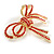 Double Bow Red Crystal Brooch In Gold Plating - 50mm W - view 4