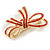 Double Bow Red Crystal Brooch In Gold Plating - 50mm W - view 5