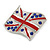 Red Enamel Blue Crystal Union Jack Flag Silver Tone Brooch - 40mm Across - view 4