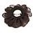Large Layered Silk Fabric Rose Flower Brooch with Black Glass Beads - 90mm Diameter - view 4