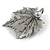 Large Faux Pearl Maple Leaf Brooch/Pendant in Pewter Tone Metal - 65mm Across - view 4