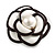 White/Black Fabric Layered Rose Flower Brooch/Hair Clip - 60mm Across - view 2