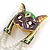 Egyptian God Anubis Enamel and White Glass Beaded Dangles Brooch in Gold Tone - 70mm Tall - view 6