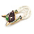 Egyptian God Anubis Enamel and White Glass Beaded Dangles Brooch in Gold Tone - 70mm Tall - view 7