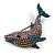 Crystal Whale Brooch in Black Tone (Teal/Pink/Citrine Colours) - 57mm Across - view 5