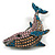 Crystal Whale Brooch in Black Tone (Teal/Pink/Citrine Colours) - 57mm Across - view 6