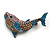 Crystal Whale Brooch in Black Tone (Teal/Pink/Citrine Colours) - 57mm Across - view 7