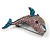 Crystal Whale Brooch in Black Tone (Teal/Pink/Citrine Colours) - 57mm Across - view 8
