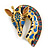 Large Giraffe Head Brooch in Gold Tone (Blue/Pink/Teal Colours) - 65mm Tall - view 2