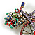 Large Multicoloured Crystal Bicycle Brooch in Aged Gold Tone - 70mm Across - view 6