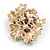 Enamel Crystal Faux Pearl Floral Brooch/ Pendant in Gold Tone (Blue Colours) - 50mm Across - view 5