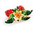 Red/Green/White Enamel Double Strawberry Brooch in Gold Tone - 40mm Across - view 5