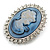 Vintage Inspired Clear Crystal Blue Cameo Brooch In Silver Tone - 50mm L - view 2