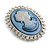 Vintage Inspired Clear Crystal Blue Cameo Brooch In Silver Tone - 50mm L - view 4