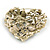 Large Multicoloured Crystal and Pearl Floral Heart Brooch in Gold Tone - 70mm Across - view 4