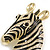 Large Crystal Enamel Zebra Brooch in Gold Tone - 90mm Long - view 4