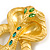 Oversized Solid Cobra Snake Brooch/Pendant in Bright Gold Tone with Green Crystals - 11cm Long - view 4