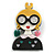 Stylish Girl in The Glasses Acrylic Brooch in Yellow/Black/White - 60mm Tall - view 2