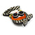 Stylish Lady in The Glasses Acrylic Brooch in Grey/Orange/Black/Cream - 65mm Tall - view 5
