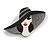 Elegant Lady in The Hat Acrylic Brooch in Black/White - 70mm Across