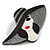 Elegant Lady in The Hat Acrylic Brooch in Black/White - 70mm Across - view 2