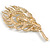 Clear Crystal Peacock Feather Brooch In Gold Tone - 8cm Long - view 6