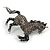 Pave Set Grey/Black Crystal Horse Brooch in Aged Silver Tone - 60mm Across - view 4