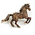 Pave Set Amber/Brown Crystal Horse Brooch in Aged Gold Tone - 60mm Across