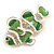 Lime Green Enamel Crystal Fish Brooch in Gold Tone - 50mm Across - view 2