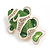 Lime Green Enamel Crystal Fish Brooch in Gold Tone - 50mm Across - view 4