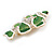 Lime Green Enamel Crystal Fish Brooch in Gold Tone - 50mm Across - view 5