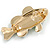 Lime Green Enamel Crystal Fish Brooch in Gold Tone - 50mm Across - view 6