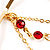 Gold Hot Red Serpentine Costume Hoop Earrings - view 5