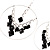 Silver Chain Jet-Black Beads Hoop Earrings - view 4