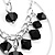 Silver Chain Jet-Black Beads Hoop Earrings - view 5