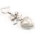 Silver Heart With Bow Drop Costume Earrings - view 2