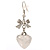 Silver Heart With Bow Drop Costume Earrings - view 3