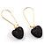 Black Sequin Heart Drop Costume Earrings