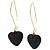 Black Sequin Heart Drop Costume Earrings - view 3