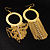Gold-Tone Sparkling Hoop Tassle Earrings