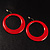 Stylish Red Enameled Hoop Dangle Earrings - view 2