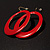 Stylish Red Enameled Hoop Dangle Earrings - view 8