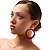 Stylish Red Enameled Hoop Dangle Earrings - view 7