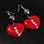 Red Plastic Crystal Heart Earrings - view 8
